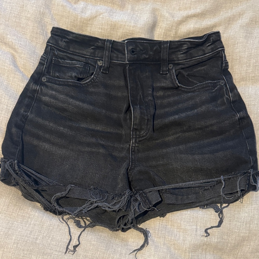 American Eagle Outfitters Black Frayed Jean Shorts size 2